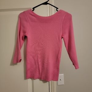 Bubblegum pink, size small 3/4 length sleeve with detail.  Ribbed, Parkhurst